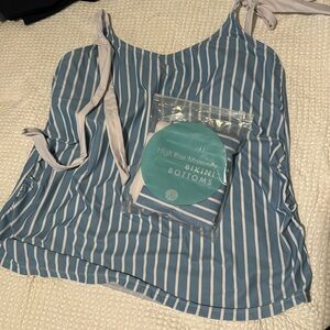 Kindered bravely nursing and maternity swim tanking with high rise bottoms. Blue